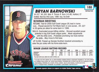 2001 Bowman Chrome #188 Bryan Barnowski Back