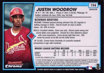 2001 Bowman Chrome #194 Justin Woodrow Back