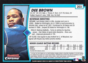 2001 Bowman Chrome #203 Dee Brown Back