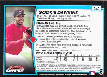 2001 Bowman Chrome #240 Gookie Dawkins Back