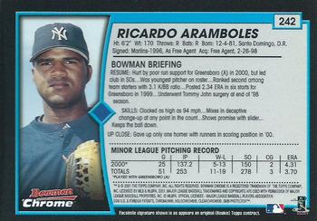 2001 Bowman Chrome #242 Ricardo Aramboles Back
