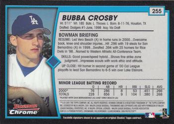 2001 Bowman Chrome #255 Bubba Crosby Back