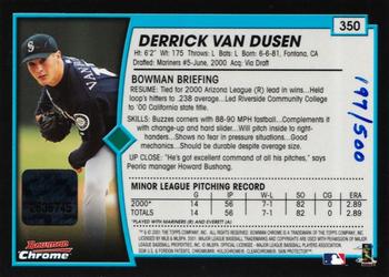 2001 Bowman Chrome #350 Derrick Van Dusen Back