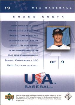 2002 Upper Deck USA Baseball National Team #19 Shane Costa Back