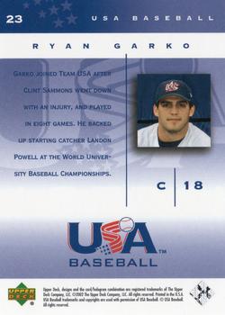 2002 Upper Deck USA Baseball National Team #23 Ryan Garko Back