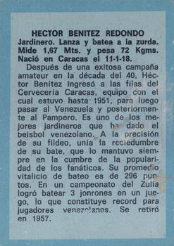 1970 Ovenca Venezuelan #265 Hector Benitez Redondo Back