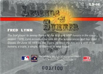 2003 Donruss Signature - Legends of Summer Century #LS-16 Fred Lynn Back