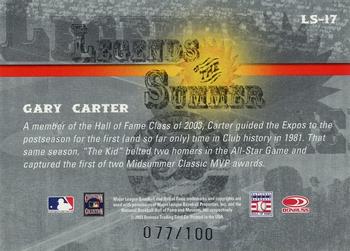 2003 Donruss Signature - Legends of Summer Century #LS-17 Gary Carter Back