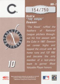 2003 Donruss Signature - Notable Nicknames #NN-1 Andre Dawson Back