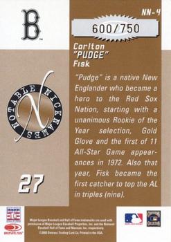 2003 Donruss Signature - Notable Nicknames #NN-4 Carlton Fisk Back