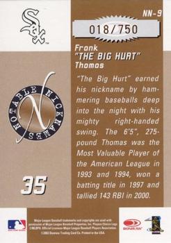 2003 Donruss Signature - Notable Nicknames #NN-9 Frank Thomas Back