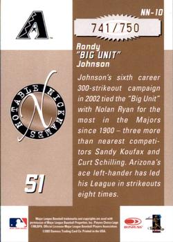 2003 Donruss Signature - Notable Nicknames #NN-10 Randy Johnson Back