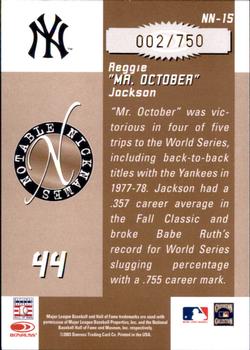 2003 Donruss Signature - Notable Nicknames #NN-15 Reggie Jackson Back