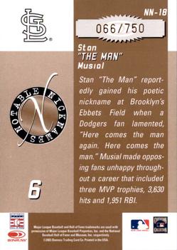 2003 Donruss Signature - Notable Nicknames #NN-18 Stan Musial Back