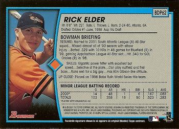 2001 Bowman Draft Picks & Prospects #BDP62 Rick Elder Back