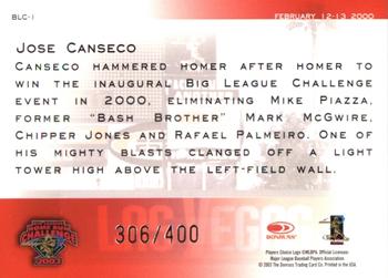 2003 Donruss Studio - Big League Challenge #BLC-1 Jose Canseco Back