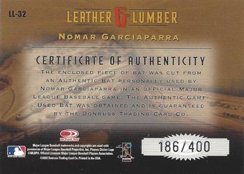 2003 Donruss Studio - Leather and Lumber #LL-32 Nomar Garciaparra Back