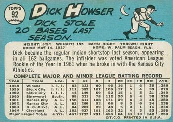 2014 Topps Heritage - 50th Anniversary Buybacks #92 Dick Howser Back