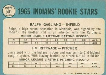 2014 Topps Heritage - 50th Anniversary Buybacks #501 Indians 1965 Rookie Stars (Ralph Gagliano / Jim Rittwage) Back