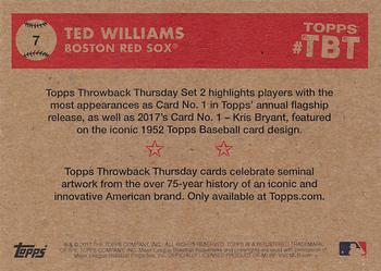 2017 Topps Throwback Thursday #7 Ted Williams Back