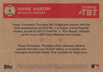 2017 Topps Throwback Thursday #8 Hank Aaron Back