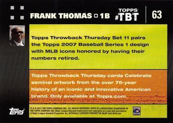 2017 Topps Throwback Thursday #63 Frank Thomas Back