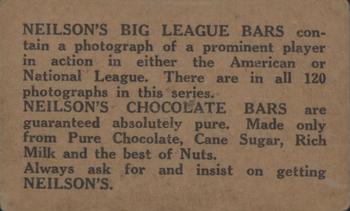 1922 Neilson's Chocolate V61 Type 2 #NNO Clyde Barnhart Back