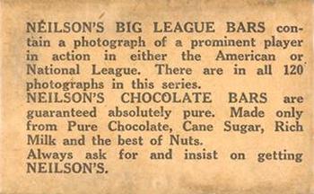 1922 Neilson's Chocolate V61 Type 2 #NNO Joe Sewell Back