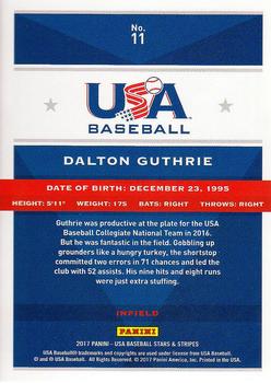 2017 Panini USA Baseball Stars & Stripes #11 Dalton Guthrie Back