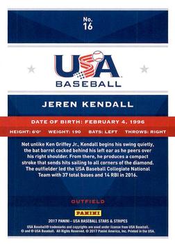 2017 Panini USA Baseball Stars & Stripes #16 Jeren Kendall Back