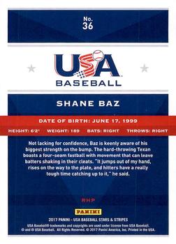 2017 Panini USA Baseball Stars & Stripes #36 Shane Baz Back