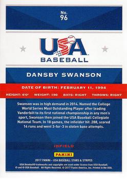2017 Panini USA Baseball Stars & Stripes #96 Dansby Swanson Back