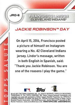 2017 Topps - Jackie Robinson Day #JRD-6 Francisco Lindor Back