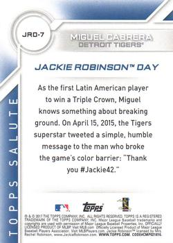 2017 Topps - Jackie Robinson Day #JRD-7 Miguel Cabrera Back