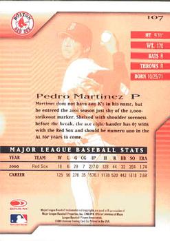 2001 Donruss Signature #107 Pedro Martinez Back