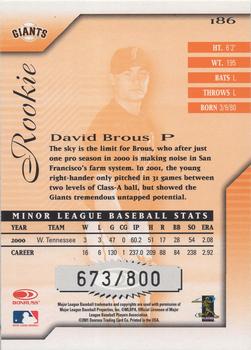 2001 Donruss Signature #186 David Brous Back