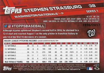2017 Topps - Gold #38 Stephen Strasburg Back