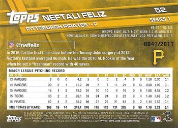 2017 Topps - Gold #52 Neftali Feliz Back
