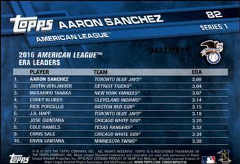 2017 Topps - Gold #82 Aaron Sanchez Back