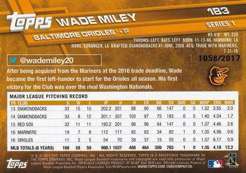 2017 Topps - Gold #183 Wade Miley Back