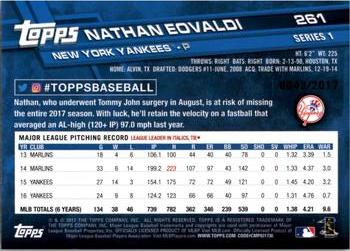 2017 Topps - Gold #261 Nathan Eovaldi Back