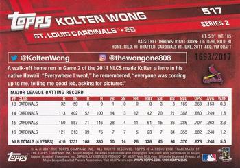 2017 Topps - Gold #517 Kolten Wong Back