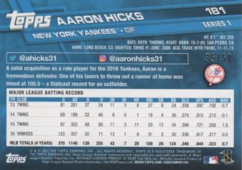 2017 Topps - Father's Day Powder Blue #181 Aaron Hicks Back