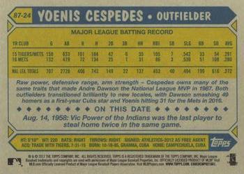 2017 Topps - 1987 Topps Baseball 30th Anniversary #87-24 Yoenis Cespedes Back