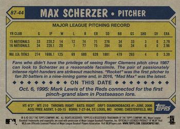 2017 Topps - 1987 Topps Baseball 30th Anniversary #87-44 Max Scherzer Back