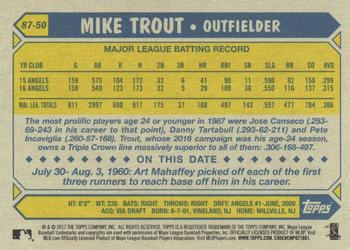 2017 Topps - 1987 Topps Baseball 30th Anniversary #87-50 Mike Trout Back