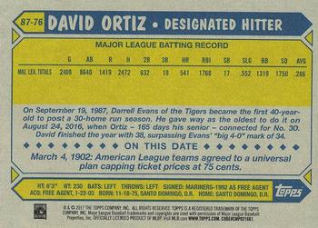 2017 Topps - 1987 Topps Baseball 30th Anniversary #87-76 David Ortiz Back