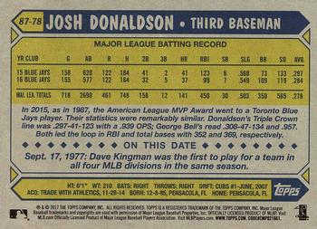 2017 Topps - 1987 Topps Baseball 30th Anniversary #87-78 Josh Donaldson Back