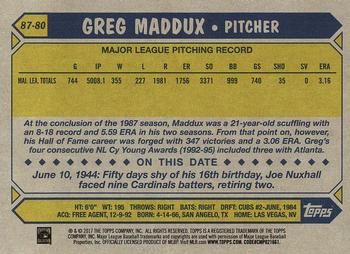 2017 Topps - 1987 Topps Baseball 30th Anniversary #87-80 Greg Maddux Back