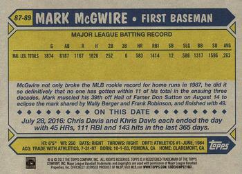 2017 Topps - 1987 Topps Baseball 30th Anniversary #87-89 Mark McGwire Back